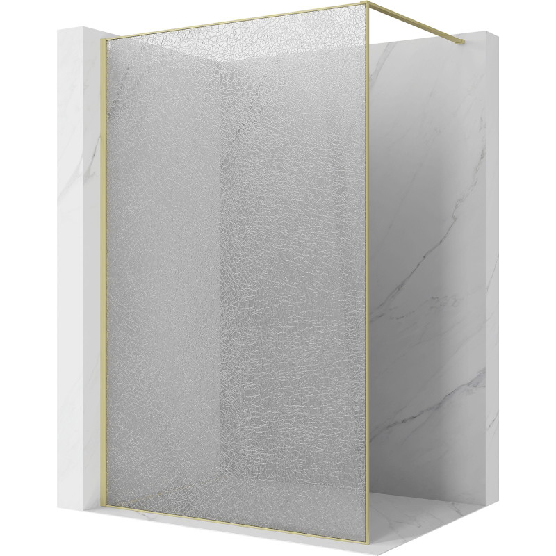 Mexen Kioto sprchová stěna Walk-in 130 x 200 cm, průhledné crackle 12 mm, zlatá kartáčovaná - 800-130-101-55-04-X