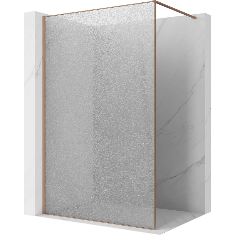 Mexen Kioto sprchová stěna Walk-in 70 x 200 cm, crackle transparentní 12 mm, kartáčovaná měď - 800-070-101-65-04-X