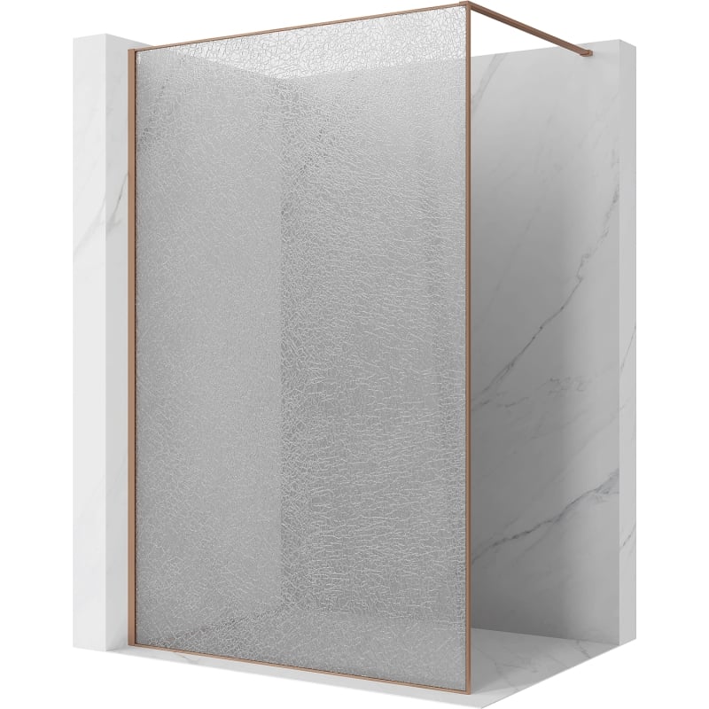 Mexen Kioto sprchová zástěna Walk-in 130 x 200 cm, crackle transparentní 12 mm, kartáčovaná měď - 800-130-101-65-04-X