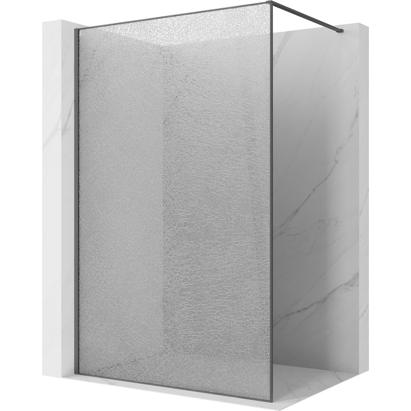 Mexen Kioto sprchová stěna Walk-in 130 x 200 cm, praskle transparentní 12 mm, kartáčovaná zbraň šedá