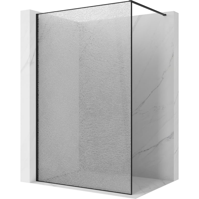 Mexen Kioto sprchová stěna Walk-in 80 x 200 cm, crackle transparentní 12 mm, černá - 800-080-101-70-04-X