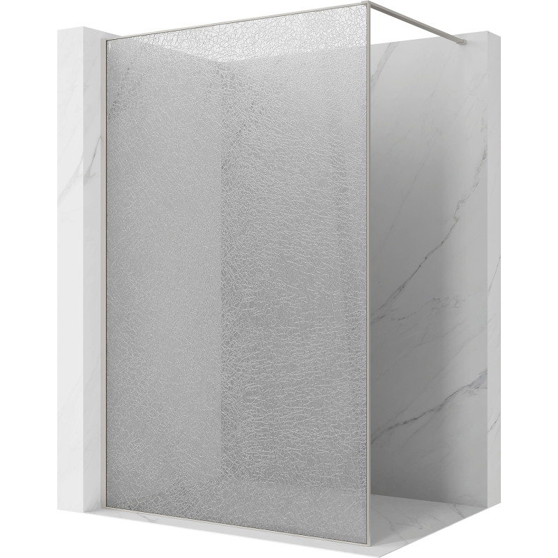 Mexen Kioto sprchová stěna Walk-in 90 x 200 cm, crackle transparentní 12 mm, kartáčovaný nikl - 800-090-101-97-04-X