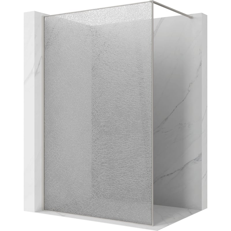Mexen Kioto sprchová stěna Walk-in 150 x 200 cm, crackle transparent 12 mm, kartáčovaný nikl - 800-150-101-97-04-X