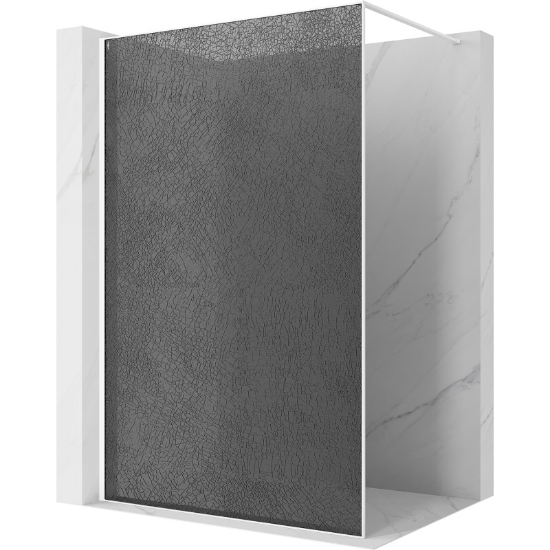 Mexen Kioto sprchová stěna Walk-in 70 x 200 cm, crackle grafit 12 mm, bílá - 800-070-101-20-44-X