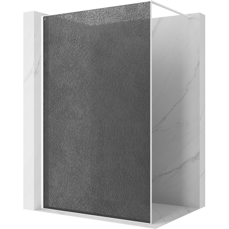 Mexen Kioto sprchová stěna Walk-in 130 x 200 cm, grafitová prasklina 12 mm, bílá - 800-130-101-20-44-X