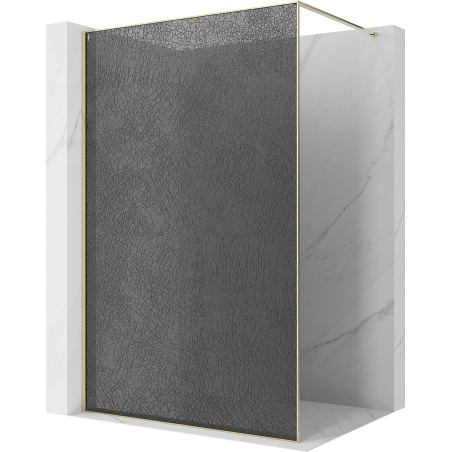 Mexen Kioto Sprchová stěna Walk-in 90 x 200 cm, grafitová crackle 12 mm, zlatá - 800-090-101-50-44-X