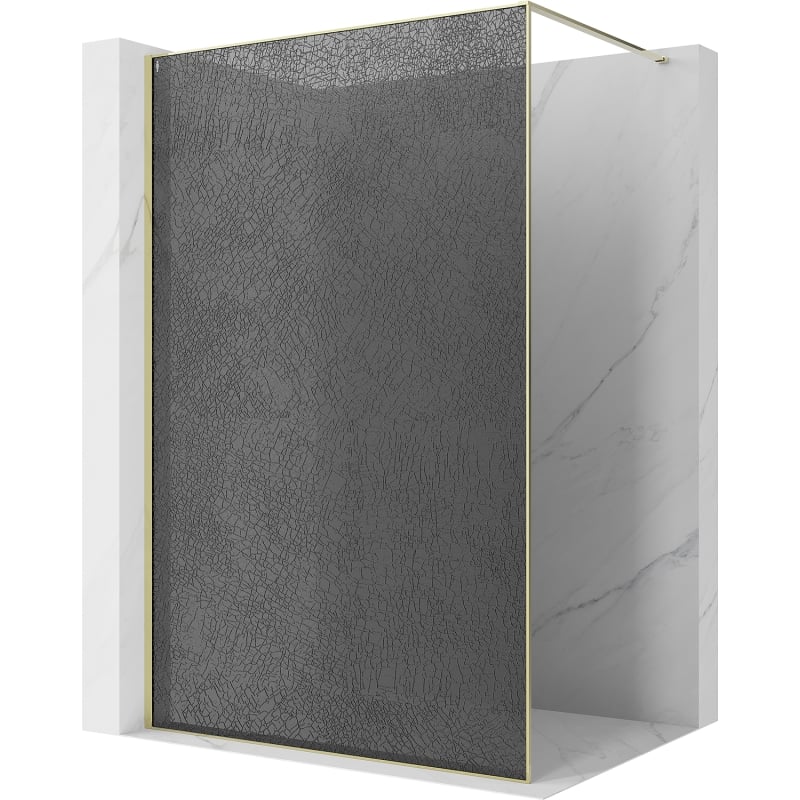 Mexen Kioto sprchová stěna Walk-in 130 x 200 cm, crackle grafit 12 mm, zlatá - 800-130-101-50-44-X