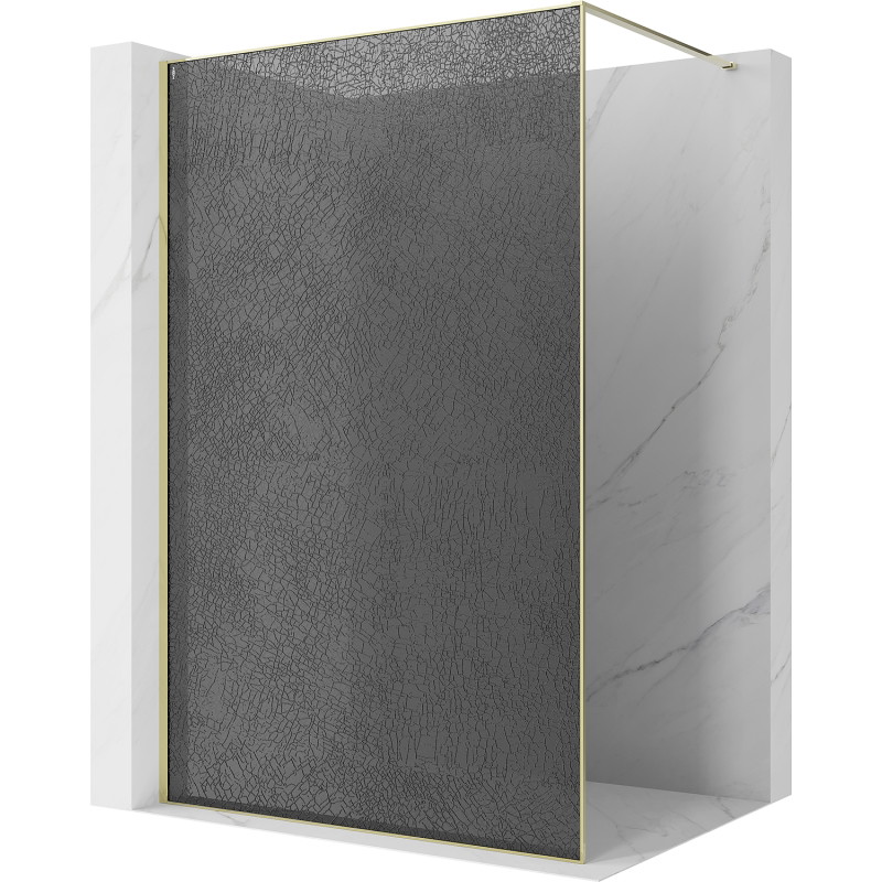 Mexen Kioto sprchová stěna Walk-in 140 x 200 cm, crackle grafit 12 mm, zlatá - 800-140-101-50-44-X