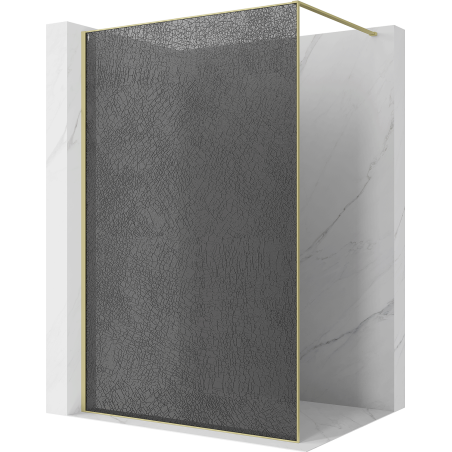 Mexen Kioto sprchová stěna Walk-in 80 x 200 cm, crackle grafit 12 mm, zlatá kartáčovaná - 800-080-101-55-44-X
