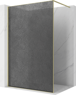 Mexen Kioto sprchová stěna Walk-in 90 x 200 cm, crackle grafit 12 mm, zlato kartáčované - 800-090-101-55-44-X