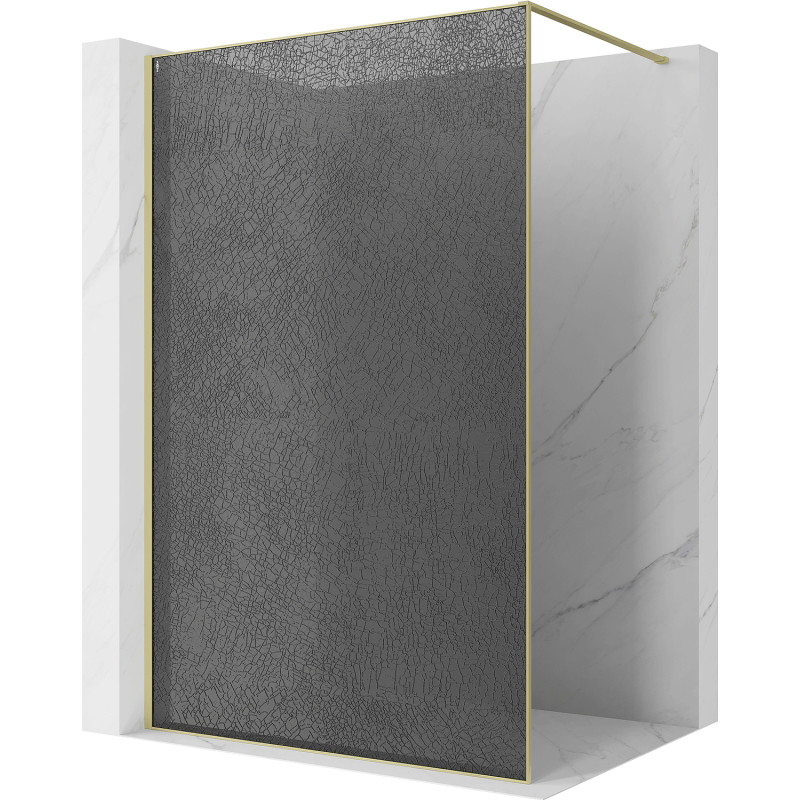 Mexen Kioto sprchová stěna Walk-in 140 x 200 cm, crackle grafit 12 mm, zlato kartáčováno - 800-140-101-55-44-X