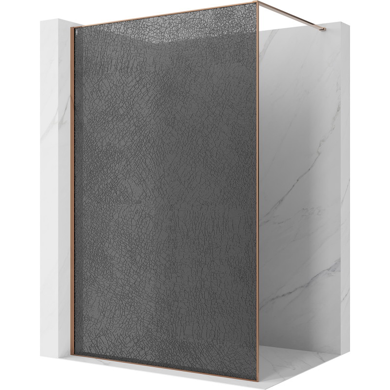 Mexen Kioto sprchová zástěna Walk-in 70 x 200 cm, crackle grafit 12 mm, růžové zlato - 800-070-101-60-44-X
