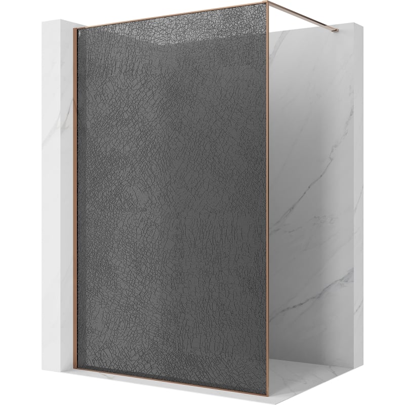 Mexen Kioto sprchová stěna Walk-in 120 x 200 cm, crackle grafit 12 mm, růžové zlato - 800-120-101-60-44-X