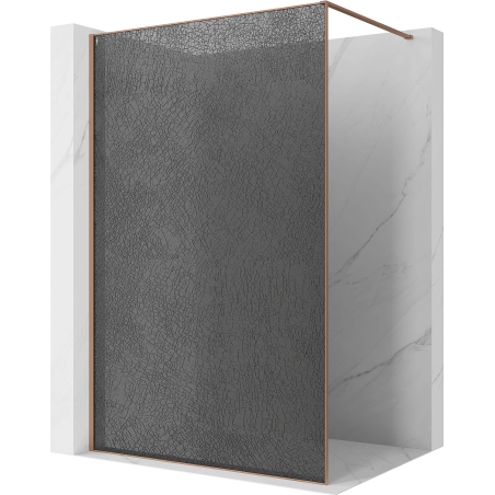Mexen Kioto sprchová stěna Walk-in 100 x 200 cm, crackle grafit 12 mm, kartáčovaná měď - 800-100-101-65-44-X