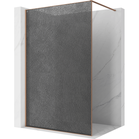 Mexen Kioto sprchová stěna Walk-in 140 x 200 cm, crackle grafit 12 mm, kartáčovaná měď - 800-140-101-65-44-X