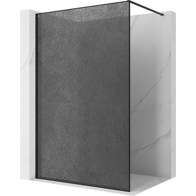 Mexen Kioto sprchová stěna Walk-in 90 x 200 cm, crackle grafit 12 mm, černá - 800-090-101-70-44-X
