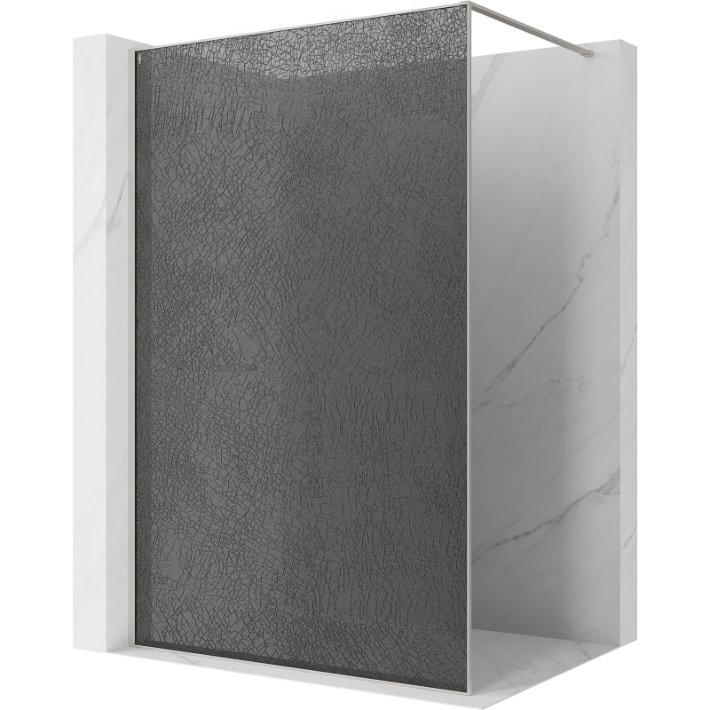 Mexen Kioto sprchová stěna Walk-in 100 x 200 cm, crackle grafit 12 mm, kartáčovaný nikl - 800-100-101-97-44-X