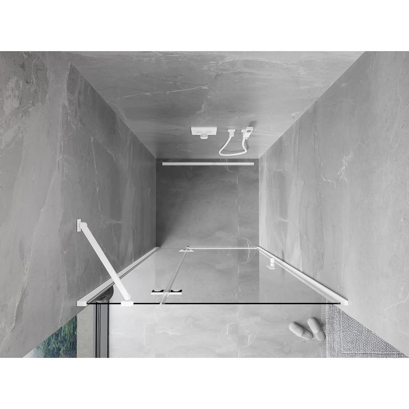 Mexen Mist-H sprchové dveře otočné levé 70 cm, průhledné, bílé - 8A5-070-000-20-00-L