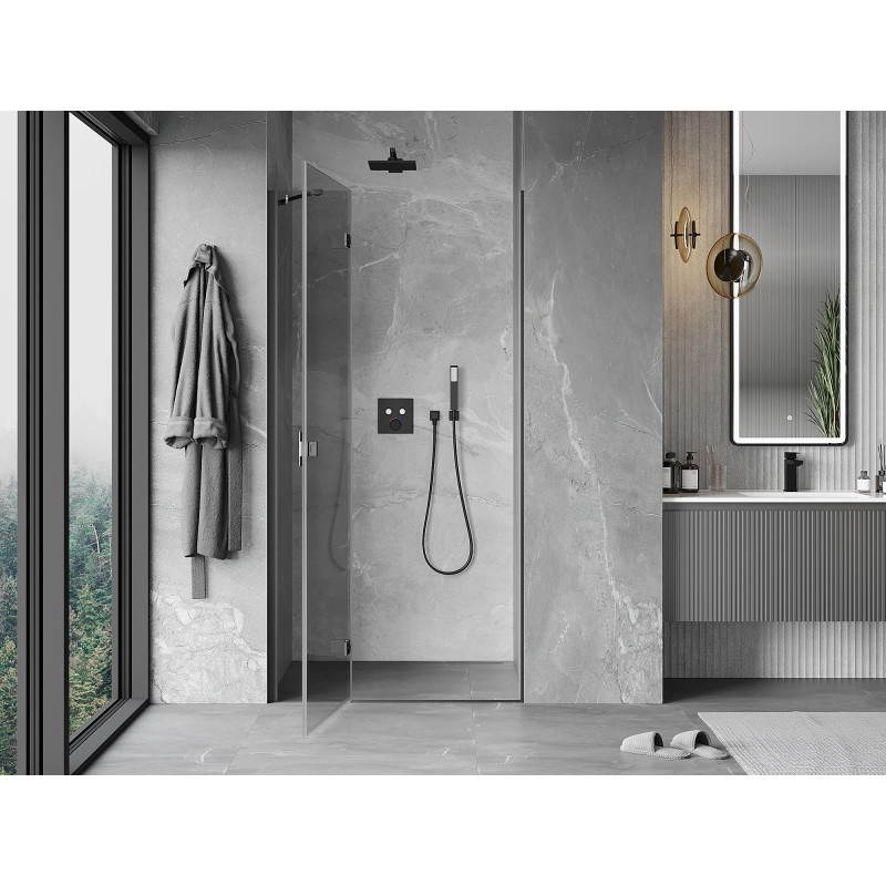 Mexen Mist-H sprchové dveře výklopné levé 80 cm, transparentní, gun metal - 8A5-080-000-95-00-L