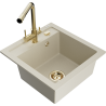 Mexen Vito granitový dřez 1-komorový s kuchyňskou baterií Duero, béžový - 6503-69-671600-50