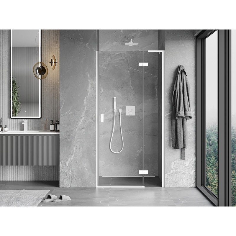 Mexen Mist-H L sprchové dveře otočné pravé 85 cm, průhledné, bílé - 8A5L-085-000-20-00-P
