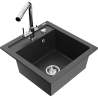 Mexen Vito granitový dřez s 1 komorou a kuchyňskou baterií Duero, černý s tečkováním - 6503-76-671600-00