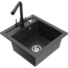 Mexen Vito granitový dřez 1-komorový s kuchyňskou baterií Duero, černý kropenatý - 6503-76-671600-70