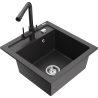 Mexen Vito dřez granitový 1-komorový s kuchyňskou baterií Duero, černý s tečkami - 6503-76-671600-76