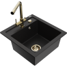 Mexen Vito granitový dřez 1-komorový s kuchyňskou baterií Duero, černý - 6503-77-671600-50
