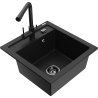 Mexen Vito dřez granitový 1-komorový s kuchyňskou baterií Duero, černý - 6503-77-671600-70-B