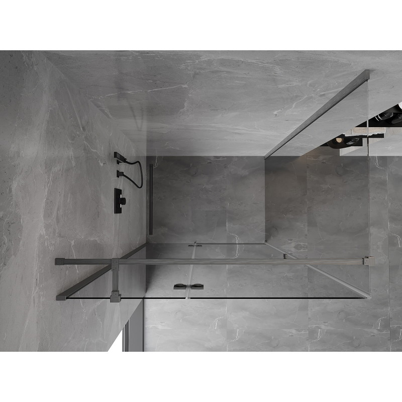Mexen Mist-H T sprchový kout s otočnými dveřmi vlevo 120 x 70 cm, průhledný, kartáčovaný gun gray