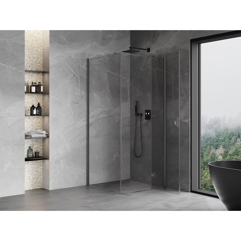 Mexen Mist-H T sprchový kout pravý 75 x 75 cm, transparentní, gun gray kartáčovaný - 8A5T-075-075-66-00-P