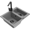 Mexen Carlos granitový dřez 1,5-komorový s kuchyňskou baterií Rita, šedý - 6518-71-670300-70-B