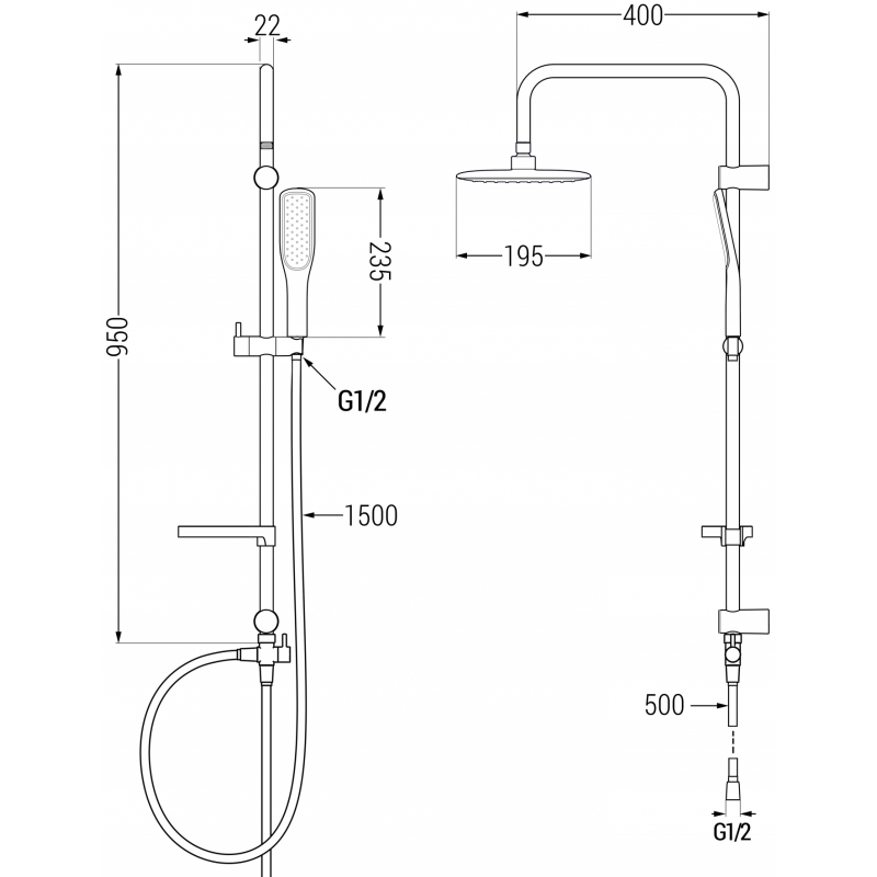Mexen X49 sprchový sloup, černý/zlatý - 798494991-75