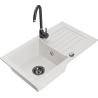Mexen Pablo granitový dřez 1-komorový s odkapávačem a kuchyňskou baterií Telma, bílý - 6510-20-670200-70