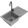 Mexen Pablo granitový dřez s 1 komorou, odkapávačem a kuchyňskou baterií Telma, šedý - 6510-71-670200-70-B