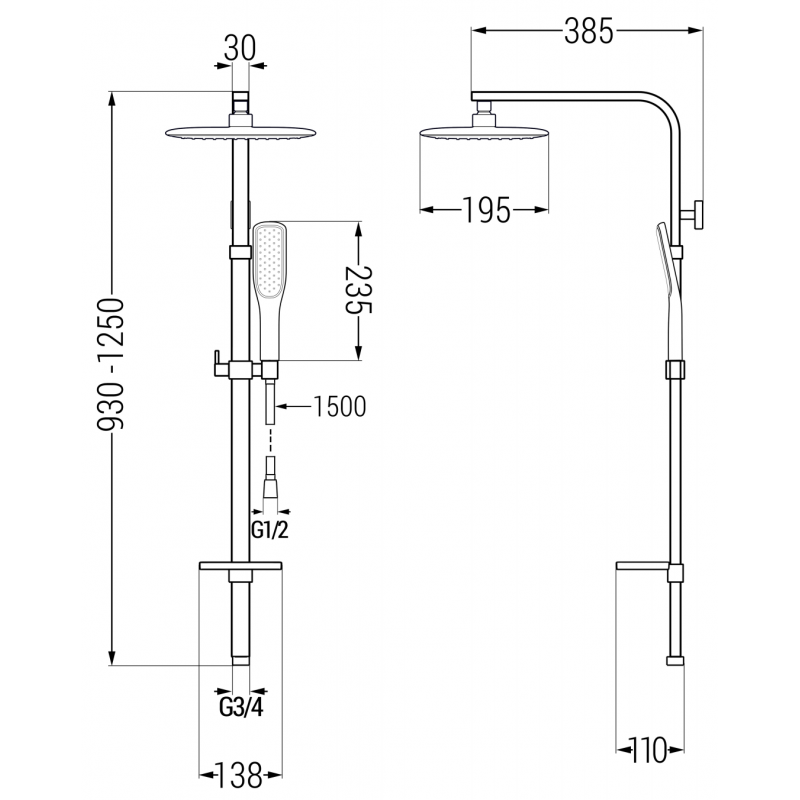 Mexen Q49 sprchový sloup, černý/zlatý - 798494995-75
