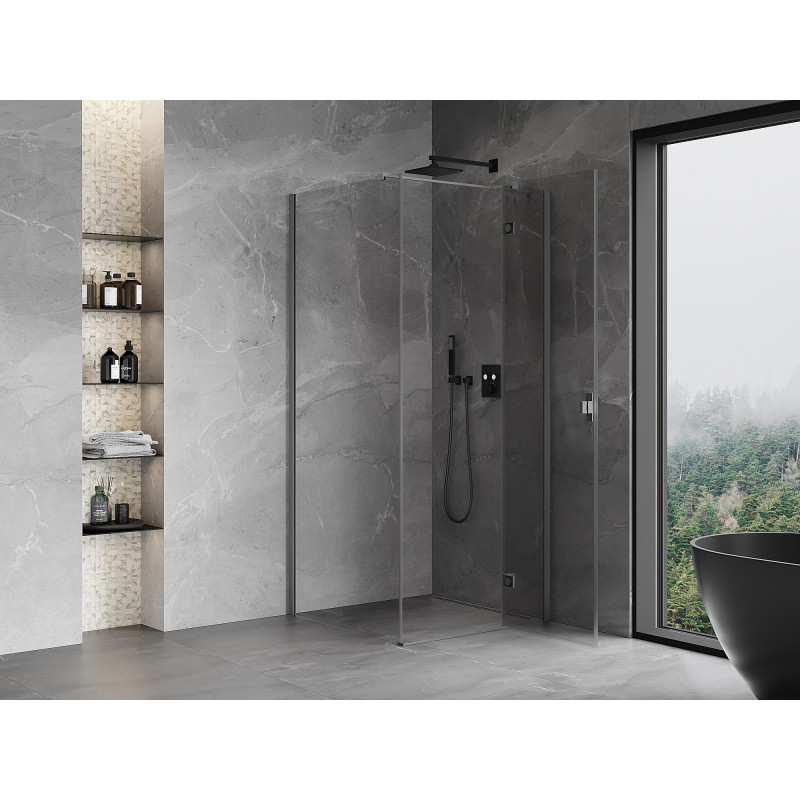 Mexen Mist-H T sprchový kout s otevíracími dveřmi pravý 95 x 95 cm, průhledný, gun metal - 8A5T-095-095-95-00-P