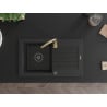Mexen Pablo granitový dřez 1-komorový s odkapávačem a kuchyňskou baterií Telma, černý - 6510-77-670200-50-B