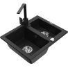 Mexen Carlos granitový dřez 1,5-komorový s kuchyňskou baterií Rita, černý - 6518-77-670300-70