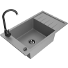 Mexen Elias granitový dřez 1-komorový s odkapávačem a kuchyňskou baterií Telma, šedý - 6511-71-670200-70-B
