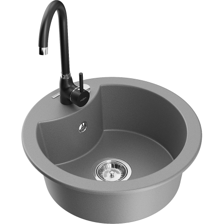 Mexen Diego granitový dřez s baterií Telma, šedý - 6512-71-670200-70