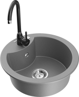 Mexen Diego granitový dřez s baterií Telma, šedý - 6512-71-670200-70