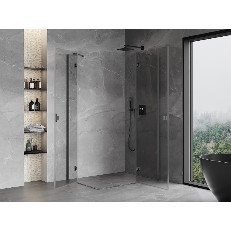 Mexen Mist-H Duo sprchový kout pravý 100 x 120 cm, průhledný, kartáčovaná zbraňově šedá - 8A5-100L-120P-66-00