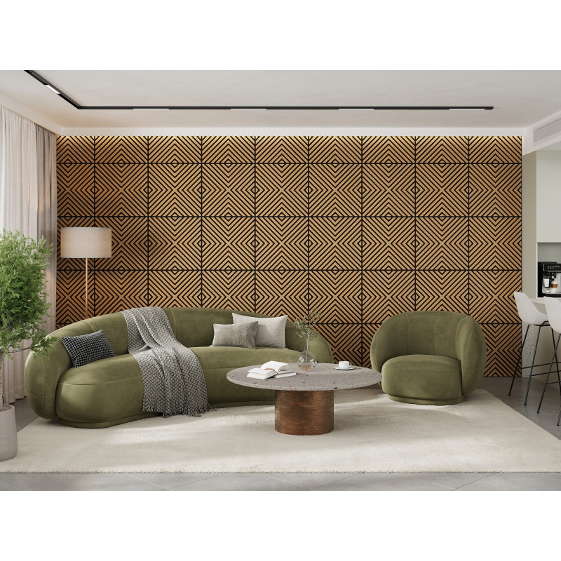 Mexen Linea 01 akustický nástěnný panel 60 x 60 cm (4ks), plsť 9 mm, technická dýha, Dub Classic - S110-60607-01-041