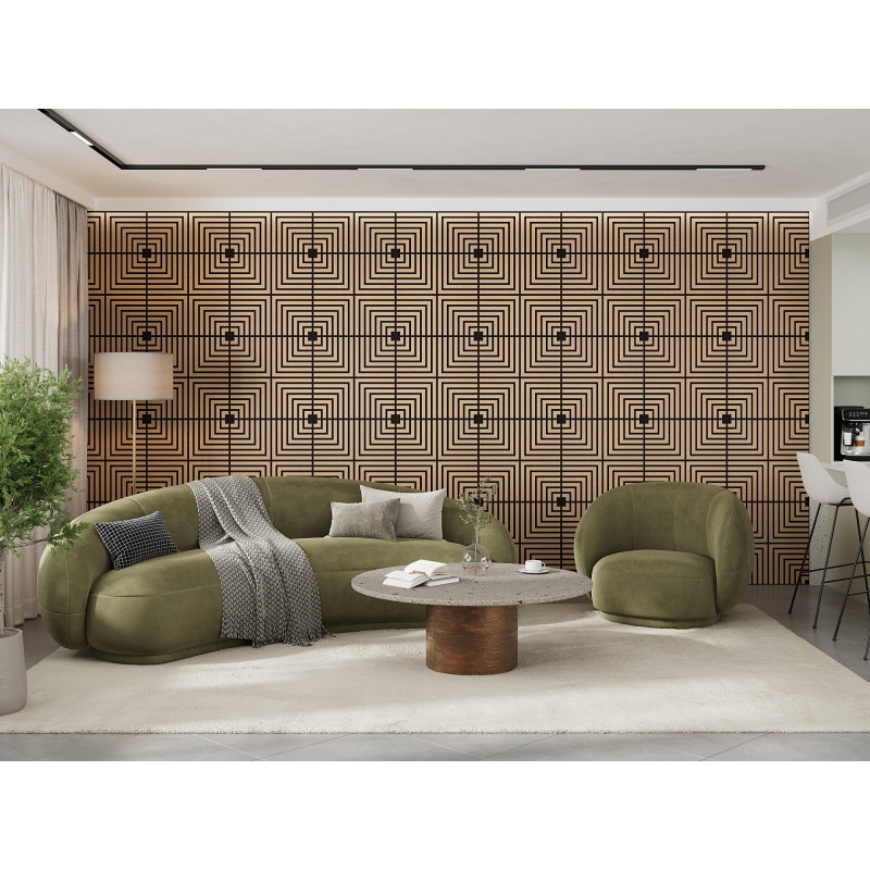 Mexen Linea 02 akustický nástěnný panel 60 x 60 cm (4ks), plsť 9 mm, technická dýha, Bělený Dub - S110-60607-02-040