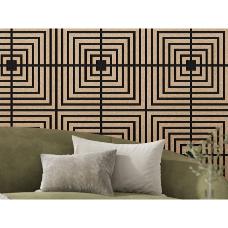 Mexen Linea 02 akustický nástěnný panel 60 x 60 cm (4ks), plsť 9 mm, technická dýha, Bělený Dub - S110-60607-02-040