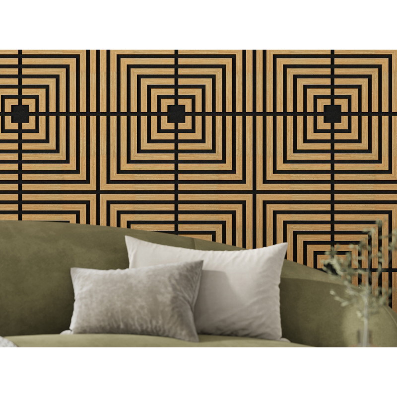 Mexen Linea 02 akustický stěnový panel 60 x 60 cm (4ks), plsť 9 mm, technická dýha, Dub Classic - S110-60607-02-041