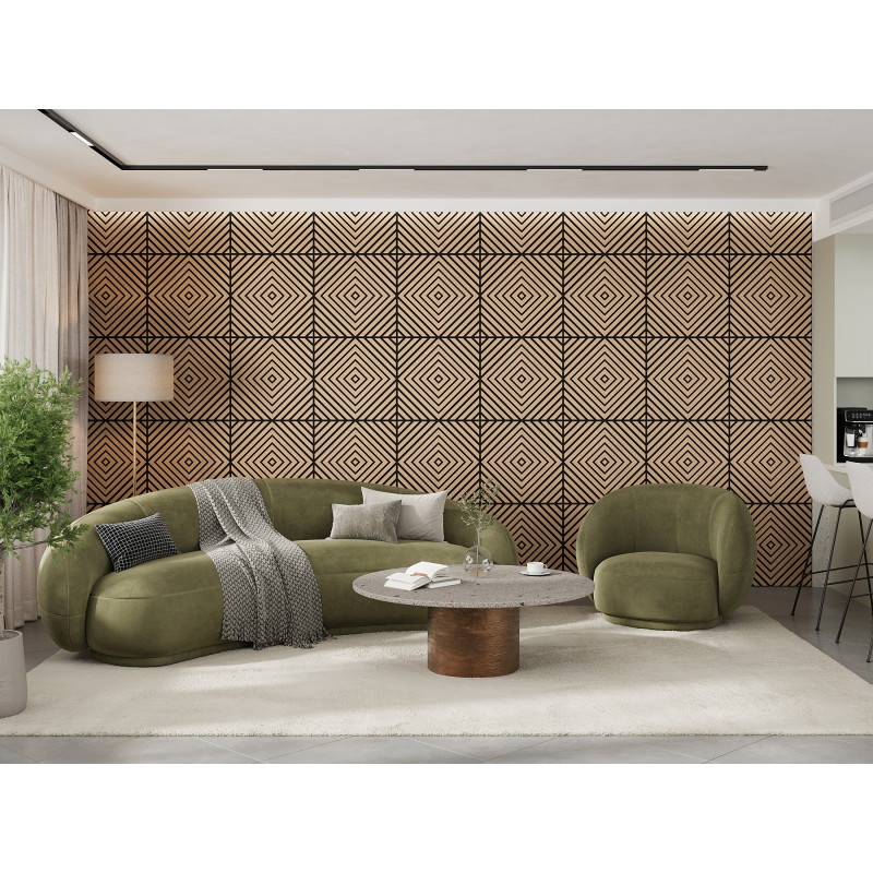 Mexen Linea 03 akustický nástěnný panel 60 x 60 cm (4ks), plst 9 mm, technická dýha, Bělený Dub - S110-60607-03-040