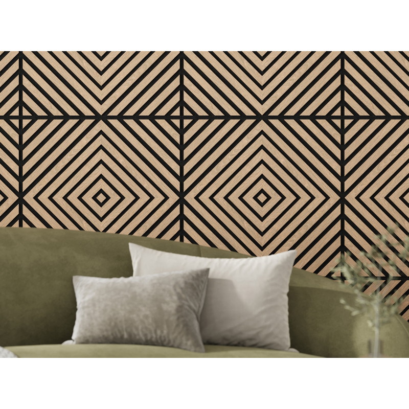 Mexen Linea 03 akustický nástěnný panel 60 x 60 cm (4ks), plst 9 mm, technická dýha, Bělený Dub - S110-60607-03-040